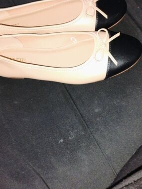 J. Crew Nude and Black Cap-Toe Ballet Flats